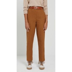 The Alice Straight Tweed Pant in Golden Brown